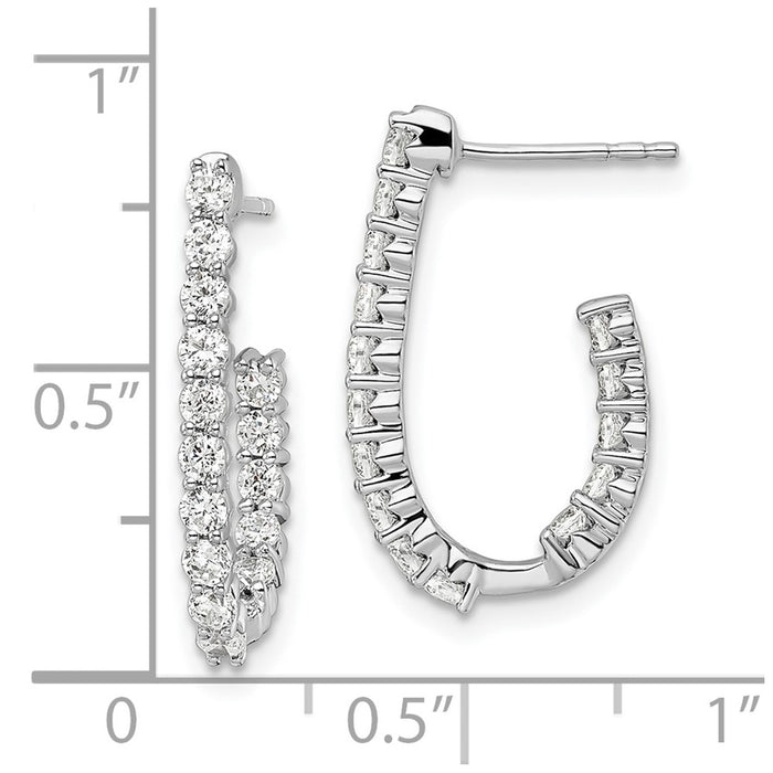 Buy Exclusive 14K White Gold J-Hoop Earrings with 1 Carat Lab-Grown Diamond-4
