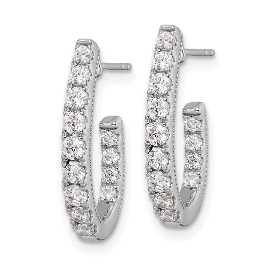 Buy Stylish 14K White Gold J-Hoop Earrings with 1 Carat Lab-Grown Diamond