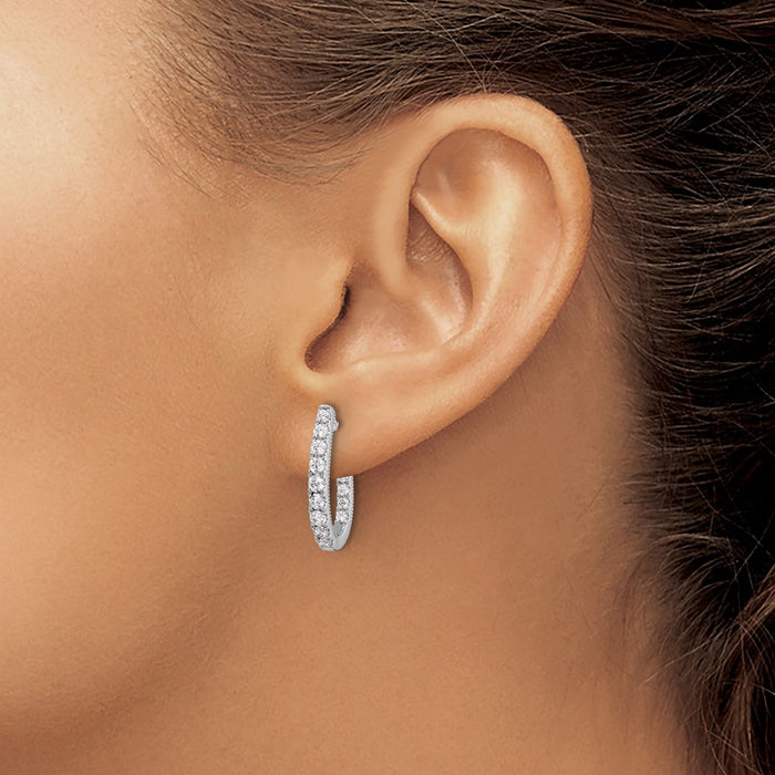 Buy Stylish 14K White Gold J-Hoop Earrings with 1 Carat Lab-Grown Diamond-3