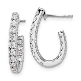 Buy Stylish 14K White Gold J-Hoop Earrings with 1 Carat Lab-Grown Diamond