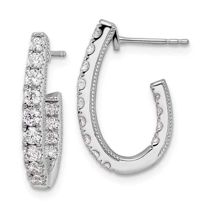 Buy Stylish 14K White Gold J-Hoop Earrings with 1 Carat Lab-Grown Diamond-1