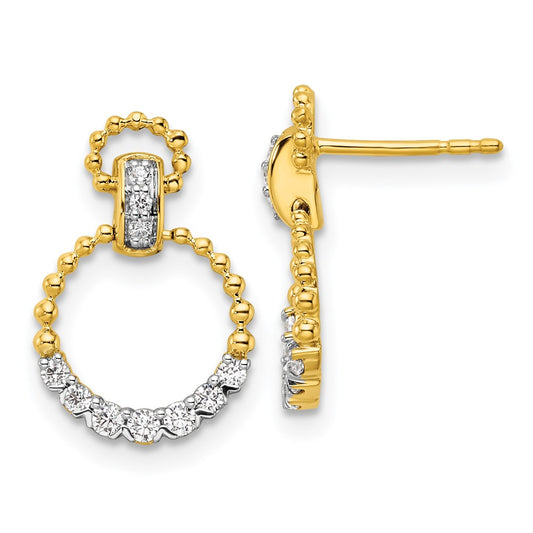 Buy 14K Gold Circle Dangle Earrings with 1/4 Carat Lab-Grown Diamonds - Luxury Style