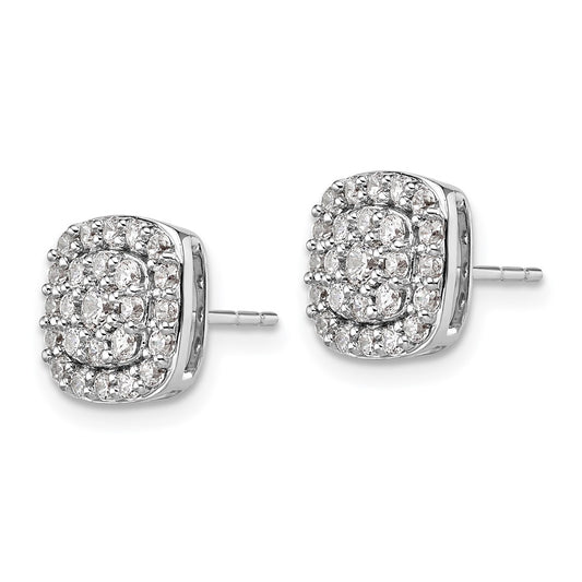 Shop Exclusive 14K White Gold Square Halo Earrings with 7/8 Carat Lab-Grown Diamonds