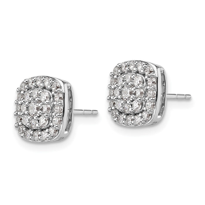Shop Exclusive 14K White Gold Square Halo Earrings with 7/8 Carat Lab-Grown Diamonds-2