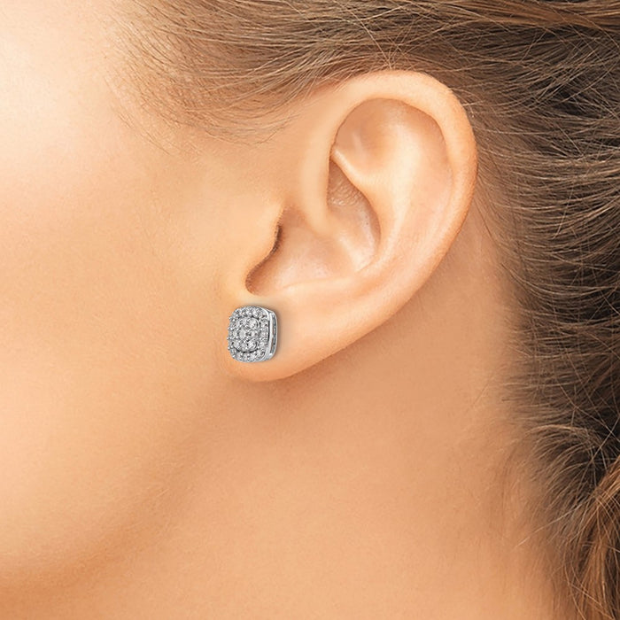 Shop Exclusive 14K White Gold Square Halo Earrings with 7/8 Carat Lab-Grown Diamonds-3