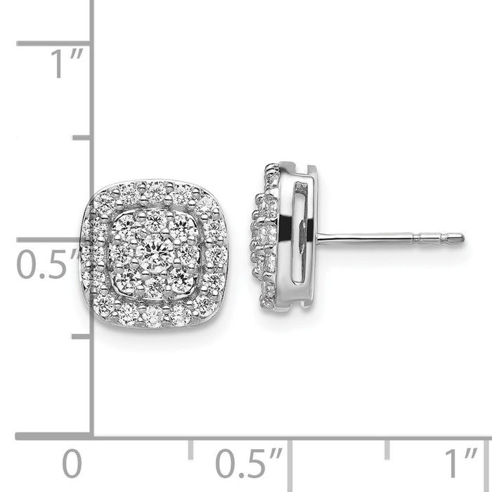 Shop Exclusive 14K White Gold Square Halo Earrings with 7/8 Carat Lab-Grown Diamonds-4