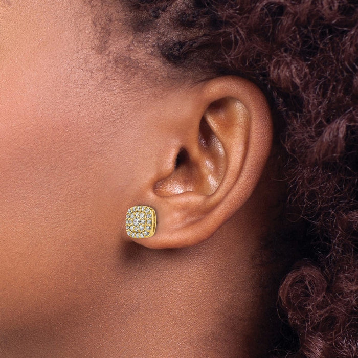 Exclusive 14K Gold 7/8 Carat Lab-Grown Diamond Halo Earrings - Stylish Value!-3