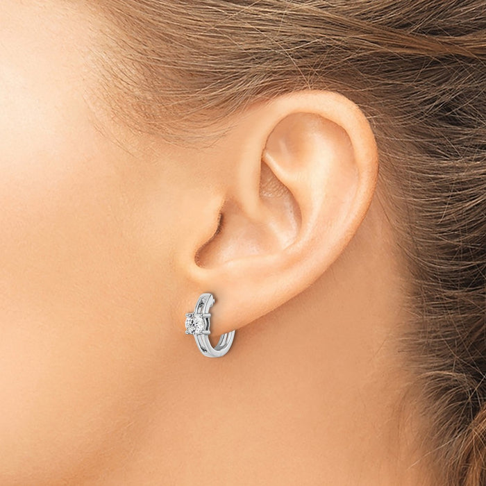 High-Quality 14K White Gold Hinged Hoop Earrings | 5/8 Carat Lab-Grown Diamonds, Stylish Value-3