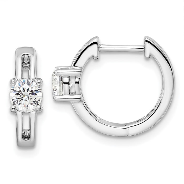 High-Quality 14K White Gold Hinged Hoop Earrings | 5/8 Carat Lab-Grown Diamonds, Stylish Value-1
