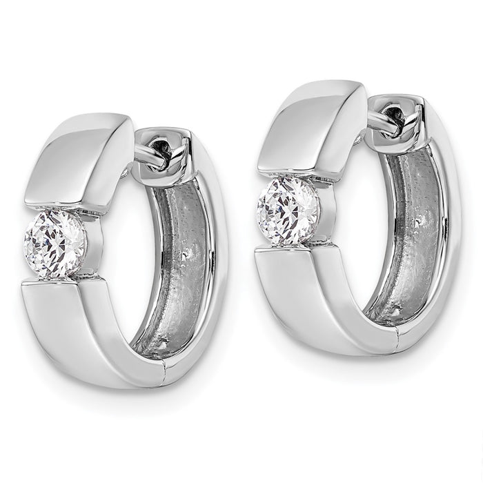Shop Exclusive 14K White Gold Hinged Hoop Earrings with 1/4 Carat Lab-Grown Diamonds-2