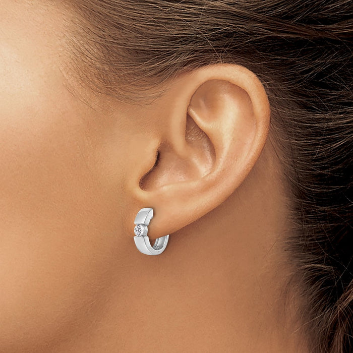 Shop Exclusive 14K White Gold Hinged Hoop Earrings with 1/4 Carat Lab-Grown Diamonds-3