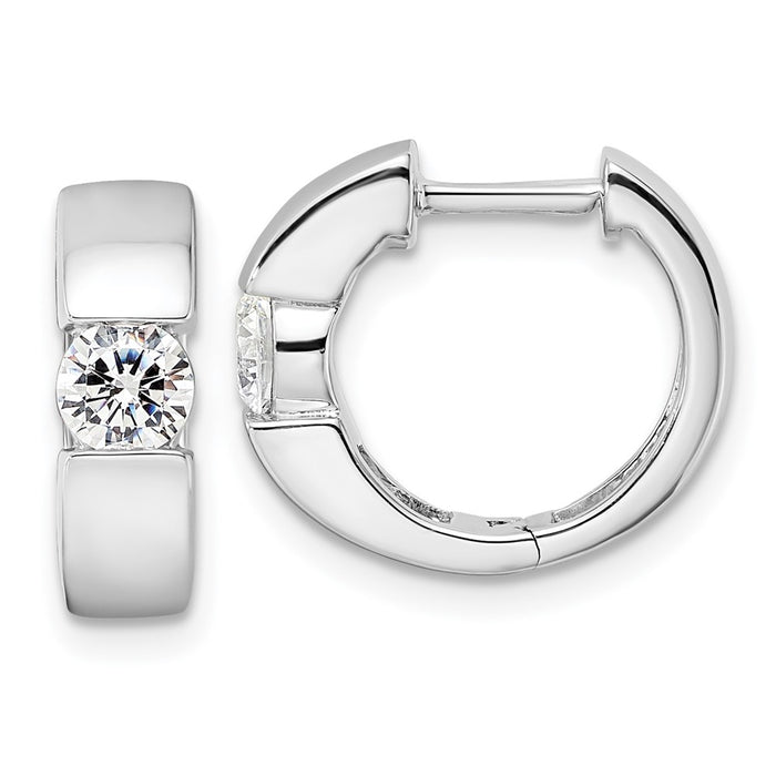 Exclusive 14K White Gold Hinged Hoop Earrings with 1/3 Carat Lab-Grown Diamonds-1