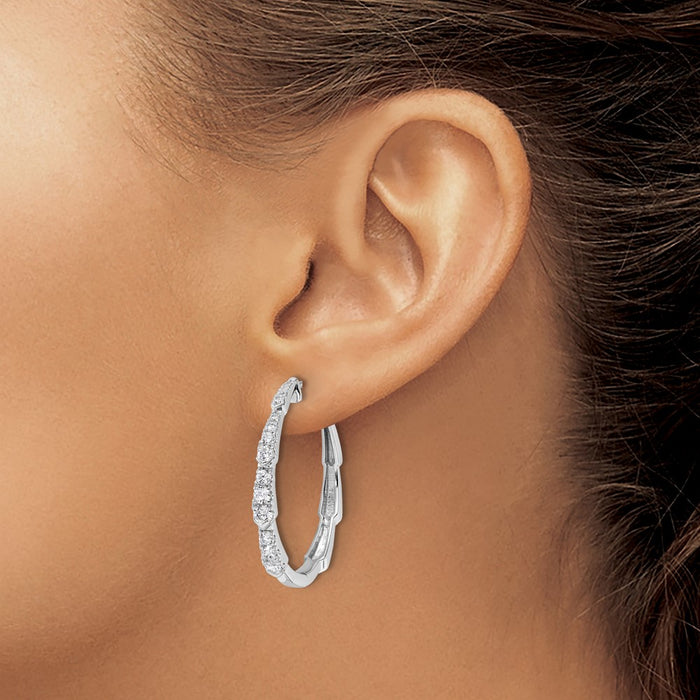 Shop Exclusive 14K White Gold Fancy Hoop Earrings with 1.2 Carat Lab-Grown Diamonds-3