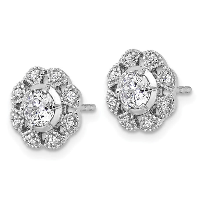 Shop Exclusive 14K White Gold Floral Earrings with 3/4 Carat Lab-Grown Diamonds-2