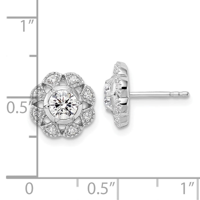 Shop Exclusive 14K White Gold Floral Earrings with 3/4 Carat Lab-Grown Diamonds-4
