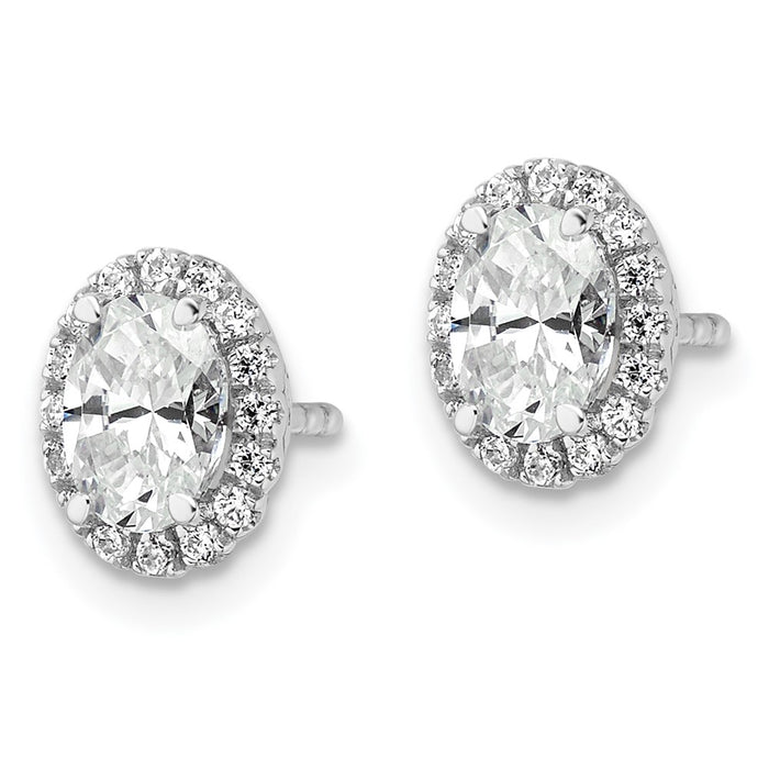 Shop Exclusive 14K White Gold Oval Halo Stud Earrings with 1.2 Carats Diamonds-2