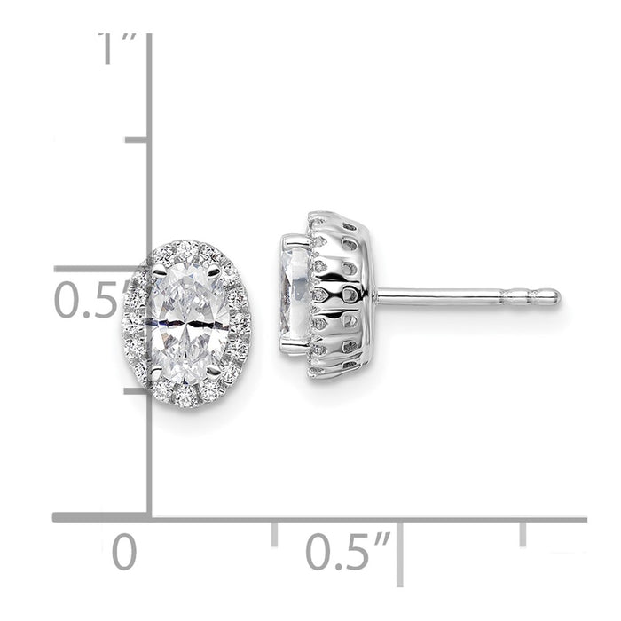 Shop Exclusive 14K White Gold Oval Halo Stud Earrings with 1.2 Carats Diamonds-4