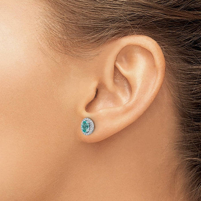Exclusive 14K White Gold Paraiba Post Earrings - 1/10 Carat Lab-Grown Diamonds-3