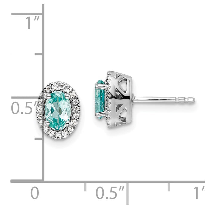 Exclusive 14K White Gold Paraiba Post Earrings - 1/10 Carat Lab-Grown Diamonds-4