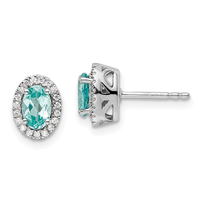 Exclusive 14K White Gold Paraiba Post Earrings - 1/10 Carat Lab-Grown Diamonds-1