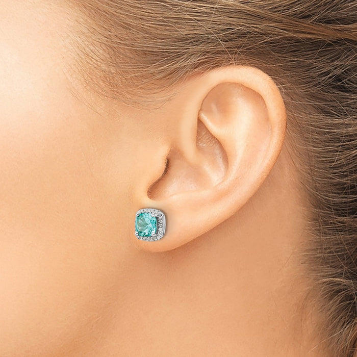 Buy Stylish 14K White Gold Paraiba Earrings with Lab-Grown Diamonds, 1.5ct-3