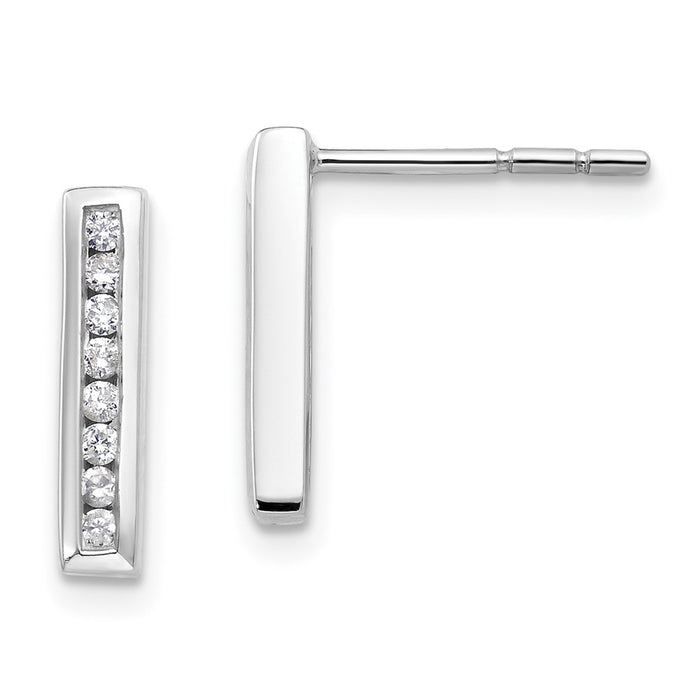 Order 14K White Gold Vertical Bar Earrings with 1/6 Carat Lab-Grown Diamonds-1