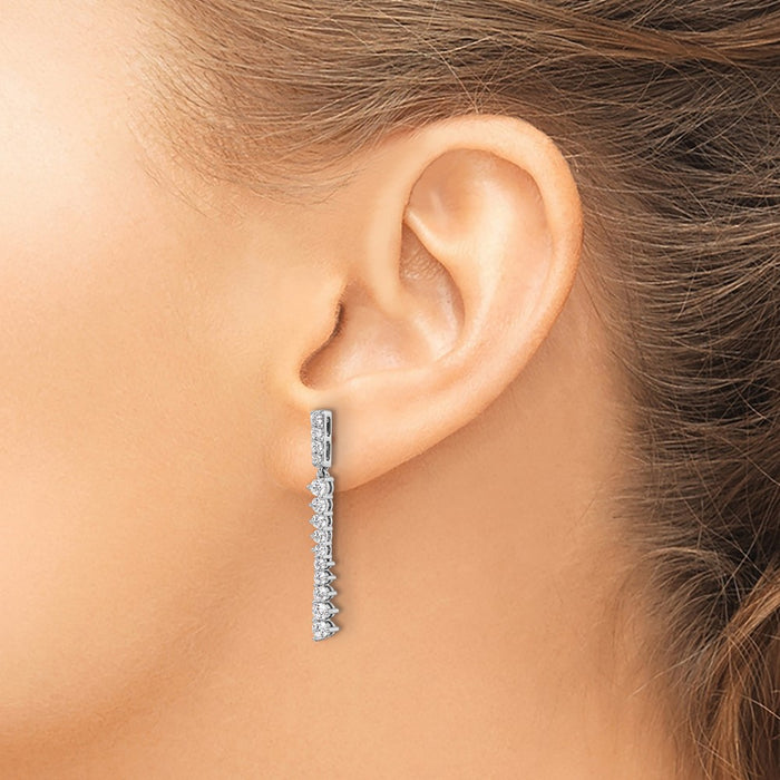Buy Exclusive 14K White Gold Dangle Earrings with 1 Carat Lab-Grown Diamonds-3