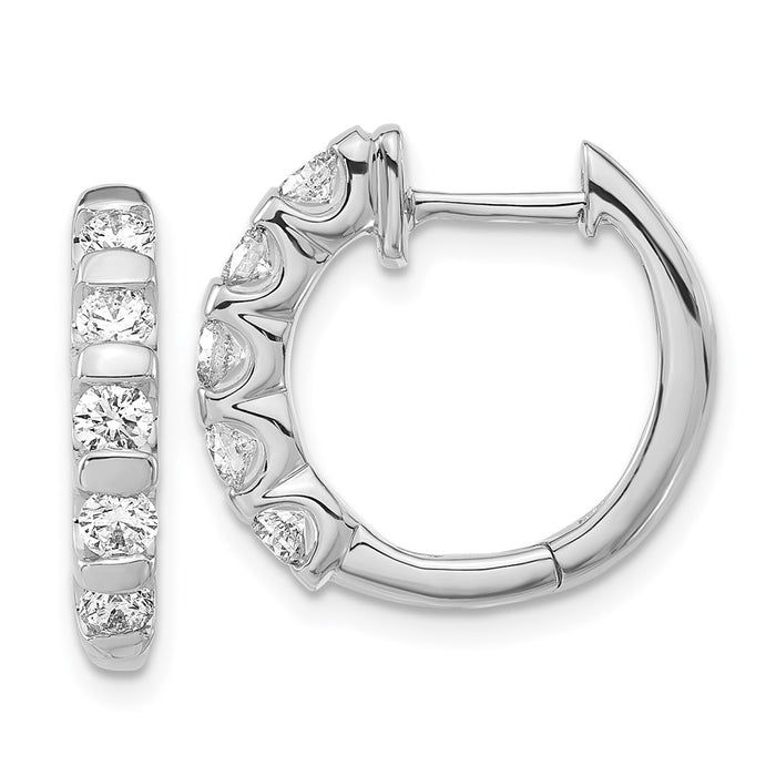 Shop Exclusive 14K White Gold Hinged Hoop Earrings with 1 1/3 Carat Diamonds-1