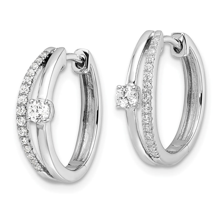 Buy Exclusive 14K White Gold 3/8 Carat Lab-Grown Diamond Hoop Earrings - Stylish Value-2