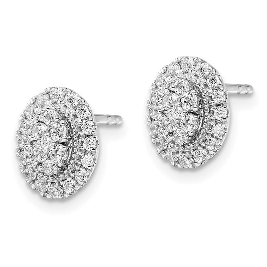 Designer 14K White Gold 1/2 Carat Lab-Grown Diamond Oval Halo Earrings - Affordable Value!