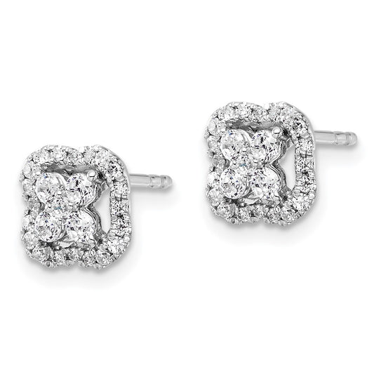 Buy Exclusive 14K White Gold Square Halo Earrings with 1/2 Carat Lab-Grown Diamond - Stylish Luxury!