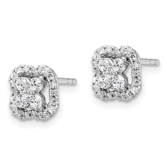 Buy Exclusive 14K White Gold Square Halo Earrings with 1/2 Carat Lab-Grown Diamond - Stylish Luxury!-2