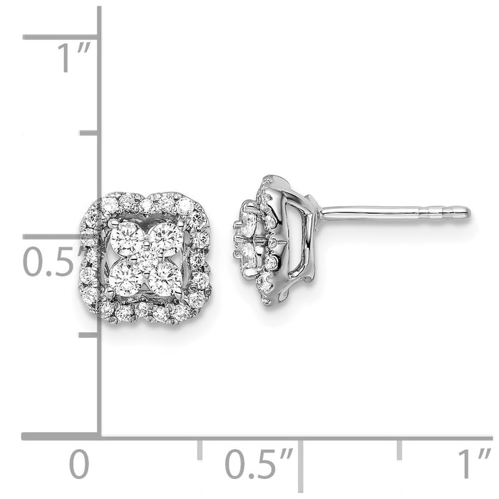 Buy Exclusive 14K White Gold Square Halo Earrings with 1/2 Carat Lab-Grown Diamond - Stylish Luxury!-4