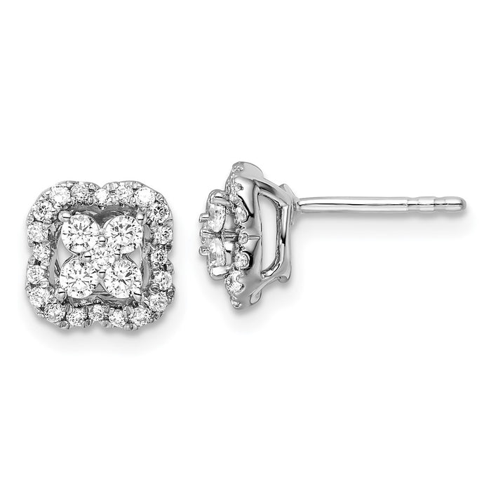 Buy Exclusive 14K White Gold Square Halo Earrings with 1/2 Carat Lab-Grown Diamond - Stylish Luxury!-1