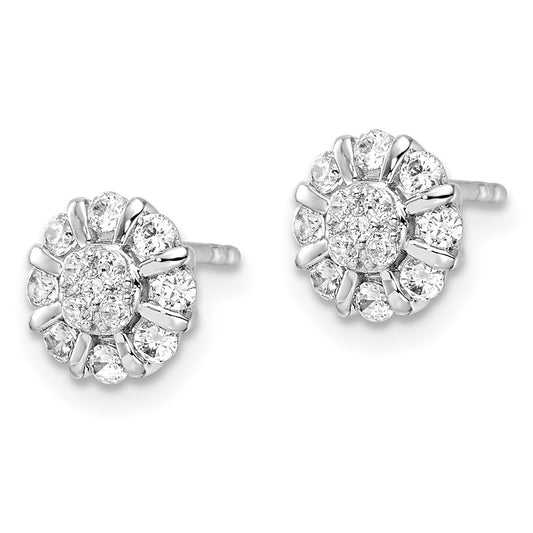 Shop Exclusive 14K White Gold Halo Earrings with 1/2 Carat Lab-Grown Diamonds