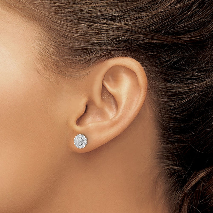 Shop Exclusive 14K White Gold Halo Earrings with 1/2 Carat Lab-Grown Diamonds-3