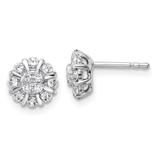 Shop Exclusive 14K White Gold Halo Earrings with 1/2 Carat Lab-Grown Diamonds