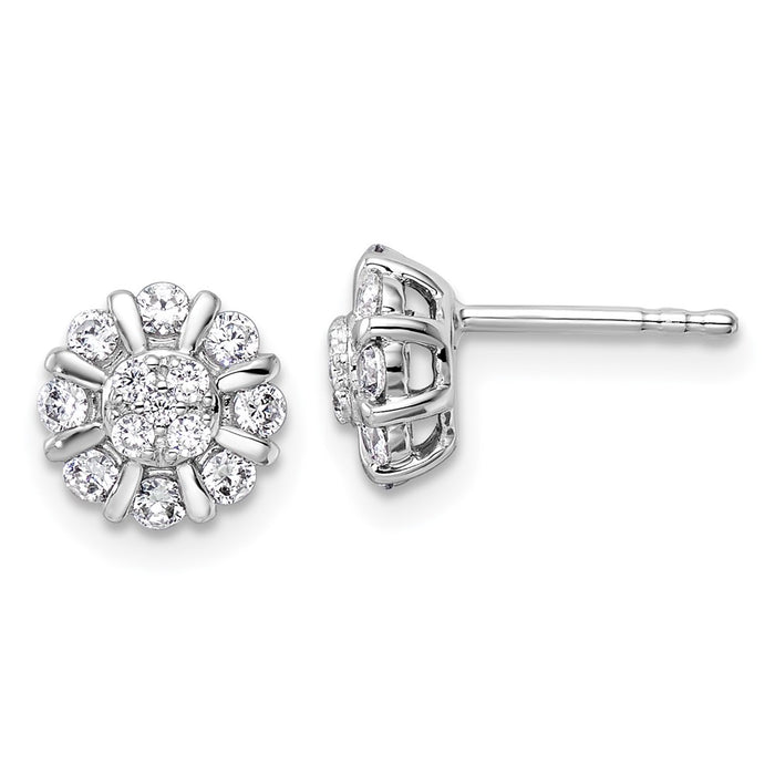 Shop Exclusive 14K White Gold Halo Earrings with 1/2 Carat Lab-Grown Diamonds-1
