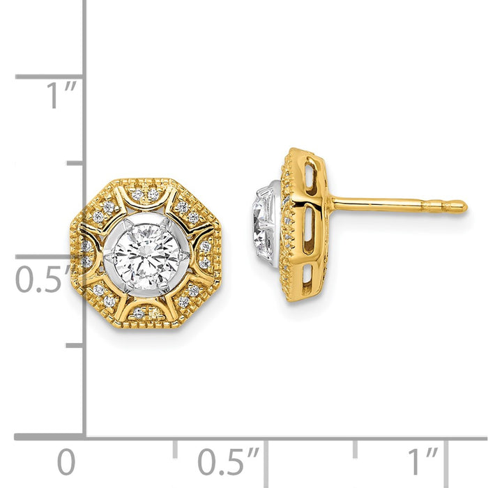 Exclusive 14K Two-Tone Octagon Halo Earrings with 3/4 Carat Lab-Grown Diamonds-4