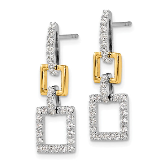 Buy Exclusive 14K Two-Tone Dangle Earrings with 3/4 Carat Lab-Diamonds