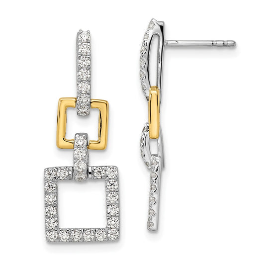 Buy Exclusive 14K Two-Tone Dangle Earrings with 3/4 Carat Lab-Diamonds