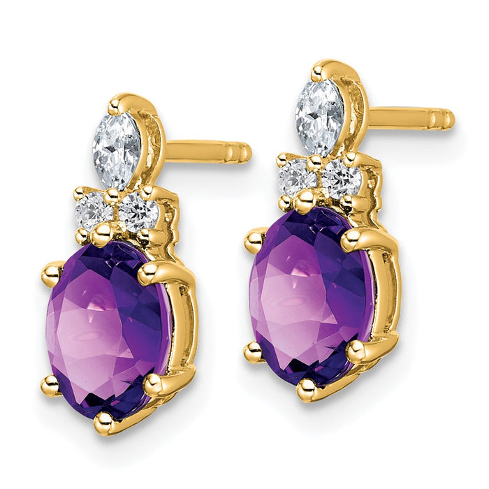 Shop 14K Gold Polished Twisted Post Earrings with Amethyst & Diamond Accents-2