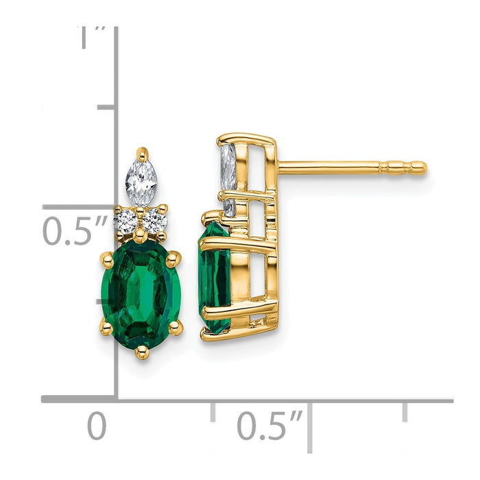 Shop Stylish 14K Gold Twisted Post Earrings with Emerald & Diamond Accents-3