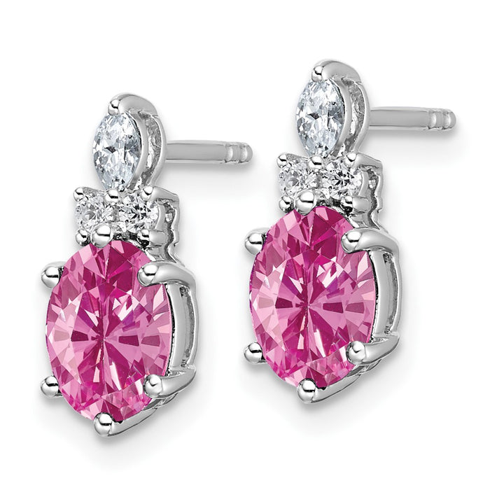 High-Quality 14K White Gold Twist Earrings with Diamond & Pink Sapphire - Stylish Value!-2