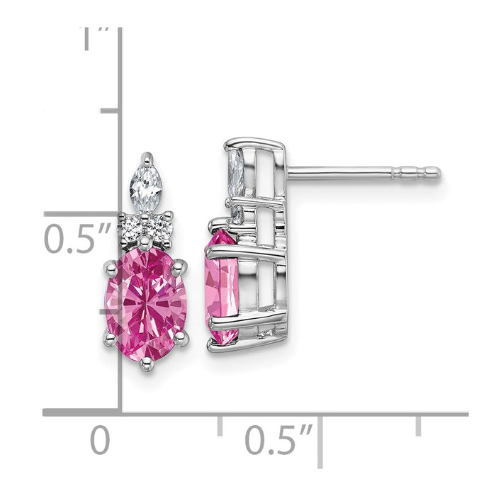 High-Quality 14K White Gold Twist Earrings with Diamond & Pink Sapphire - Stylish Value!-3