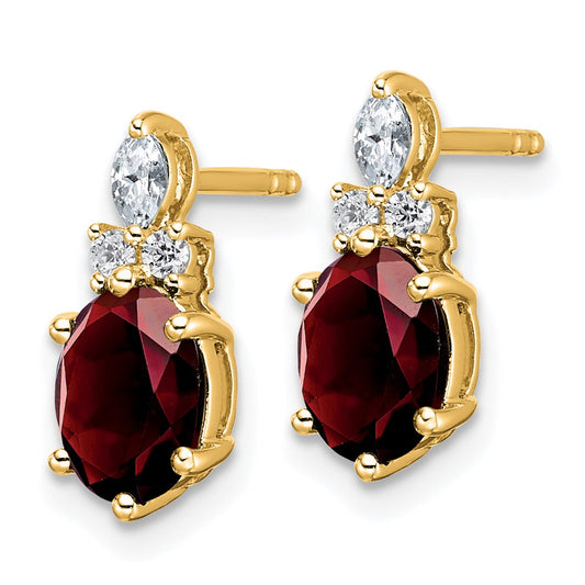 Buy Stylish 14K Gold Polished Twisted Post Earrings with Diamond & Garnet