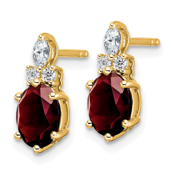 Buy Stylish 14K Gold Polished Twisted Post Earrings with Diamond & Garnet-2