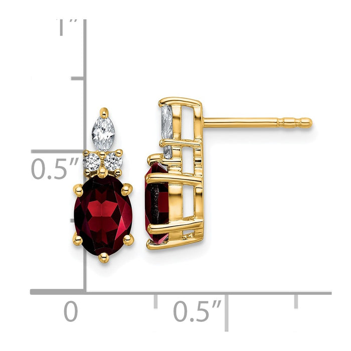 Buy Stylish 14K Gold Polished Twisted Post Earrings with Diamond & Garnet-3