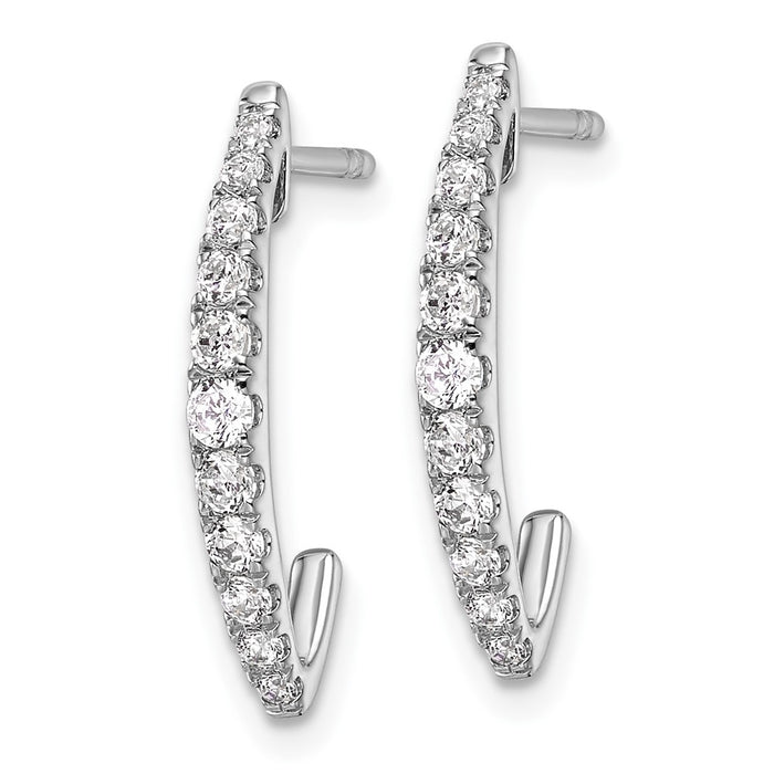 Shop Designer 14K White Gold J-Hoop Earrings with 1/2 Carat VS DEF Diamonds-2
