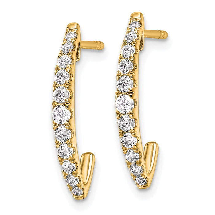 Designer 14K Gold J-Hoop Earrings with 1/2 Carat VS DEF Lab-Grown Diamonds-2